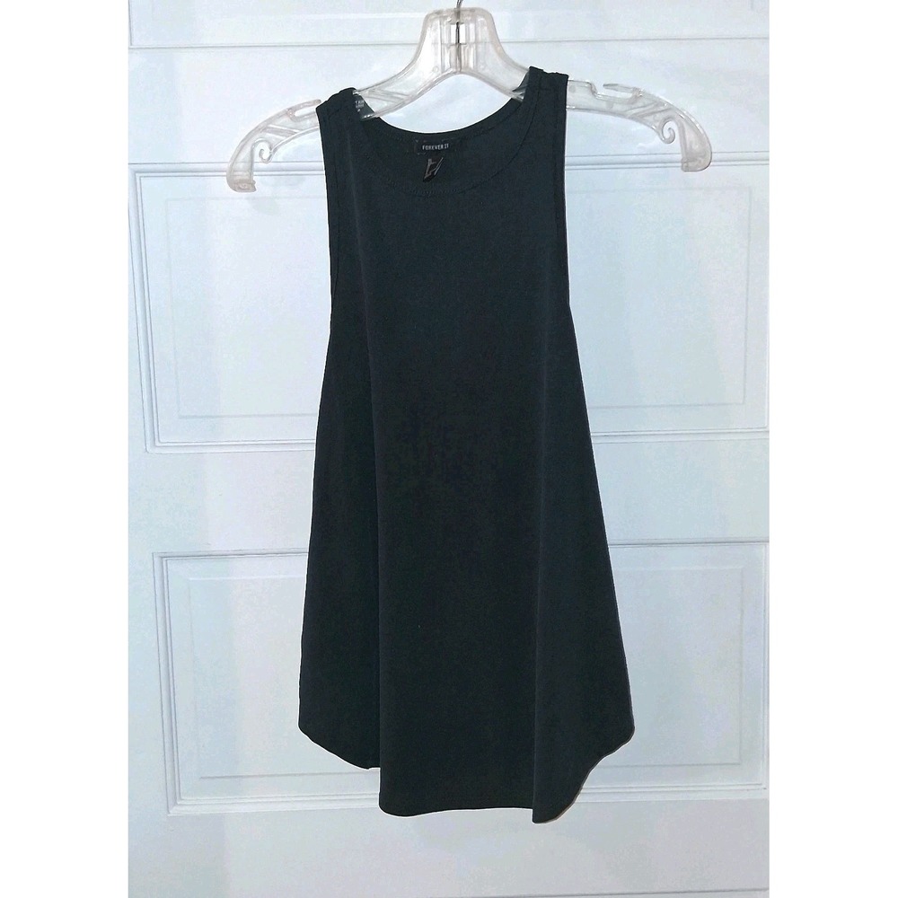 Forever 21 Ribbed Racerback Loose Fit Tank Top Black Size Small